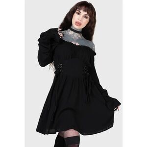 Killstar Jacosta Black Goth Long Sleeve Mini Dress